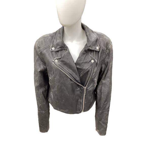 We The Free -Free People Jacket Women’s SZ XL Vegan Moto Jacket Distressed Look - Picture 1 of 5